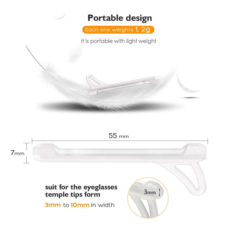 SMARTTOP Eyeglasses Ear Grips Sleeve-Upgrade anti-slip Silicone Eyeglasses Temple Tips Sleeve Retainer-Sleeve with Hook design-Soft and comfort Glasses Ear hooks 6Pairs (WHITE) - Image 3